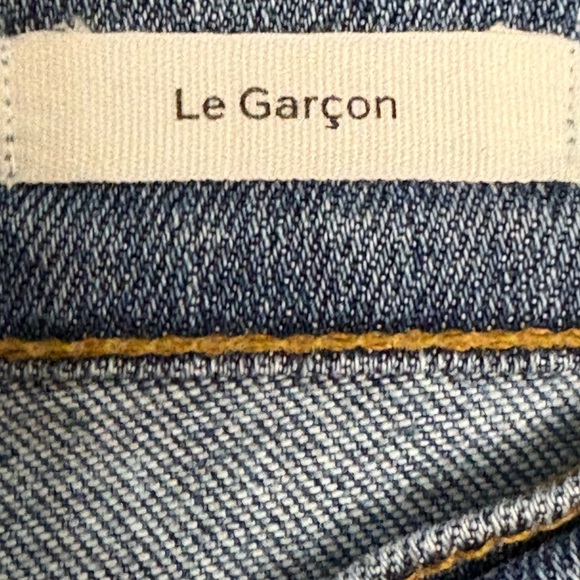 FRAME Le Garcon Mid Rise Relaxed Straight Leg Released Raw Hem Blue Jean Size 31 - Picture 8 of 13